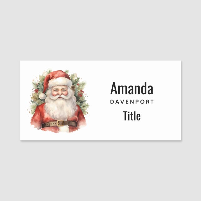 Vintage Christmas Santa Claus Smiling Name Tag (Front)