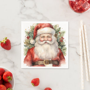 Vintage Christmas Santa Claus Smiling Napkin