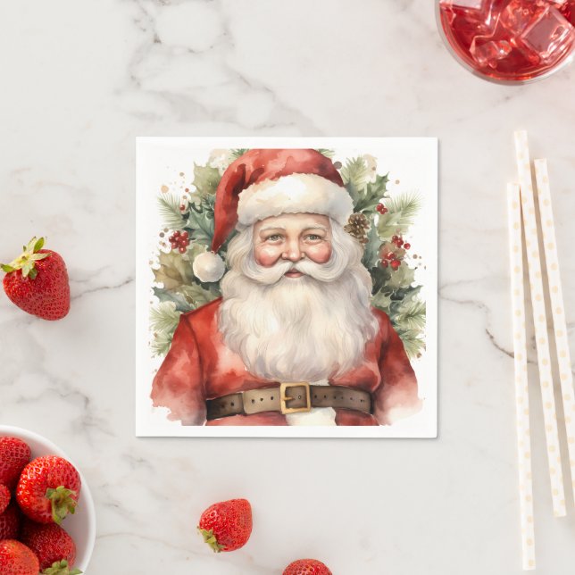 Vintage Christmas Santa Claus Smiling Napkin (Insitu)