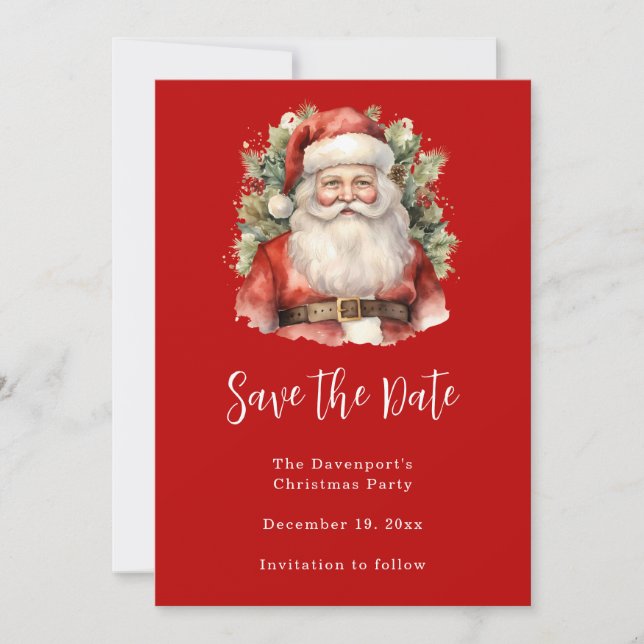 Vintage Christmas Santa Claus Smiling Save The Date (Front)