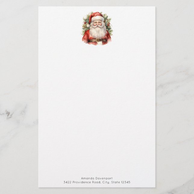 Vintage Christmas Santa Claus Smiling Stationery (Front)
