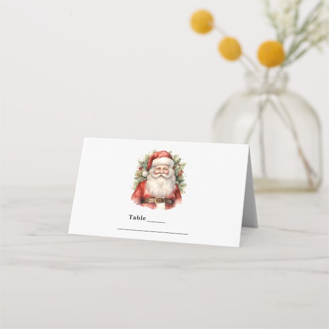 Vintage Christmas Santa Claus Smiling Table Place Card (Front)