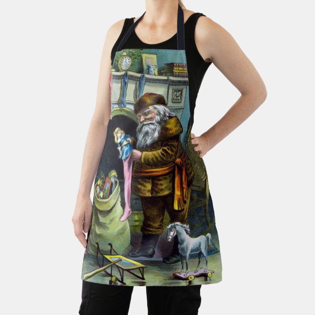 Vintage Christmas, Santa Claus Stockings with Toys Apron (Insitu)