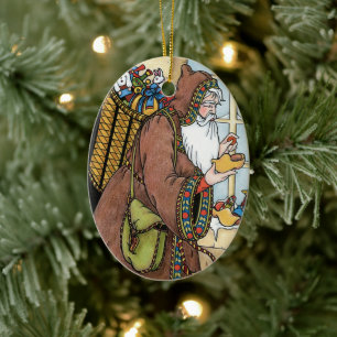 Vintage Christmas, Santa Claus Toys Clogs Shoes Ceramic Tree Decoration