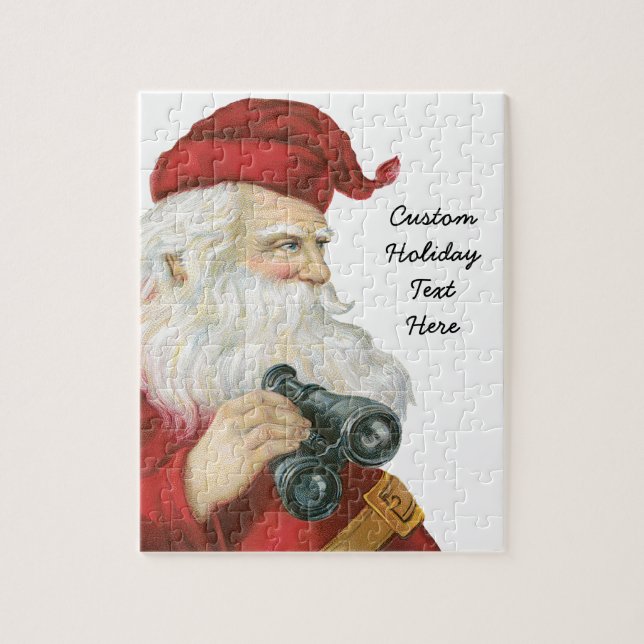 Vintage Christmas, Santa Claus with Binoculars Jigsaw Puzzle (Vertical)