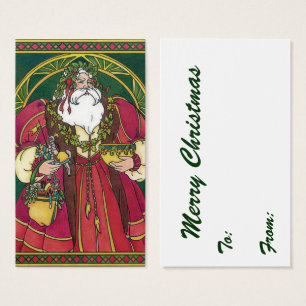 Vintage Christmas, Santa Claus with Holly Leaves