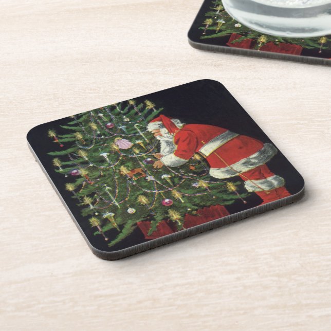 Vintage Christmas, Santa Claus with Presents Coaster (Left Side)