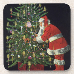 Vintage Christmas, Santa Claus with Presents Coaster