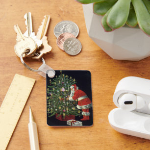 Vintage Christmas, Santa Claus with Presents Key Ring