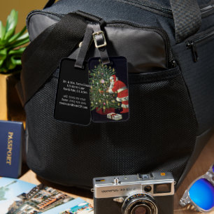 Vintage Christmas, Santa Claus with Presents Luggage Tag