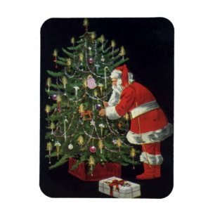Vintage Christmas, Santa Claus with Presents Magnet