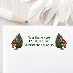 Vintage Christmas, Santa Claus with Presents Return Address Label