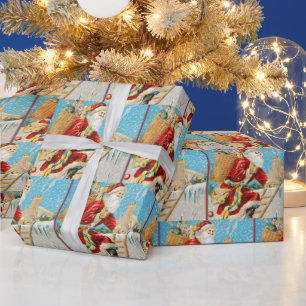 Vintage Christmas Santa Claus with Presents  Wrapping Paper