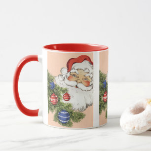 Vintage Christmas Santa Claus with Tree Ornaments Mug