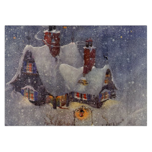 Vintage Christmas, Santa Claus Workshop North Pole Cutting Board