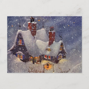 Vintage Christmas, Santa Claus Workshop North Pole Holiday Postcard