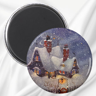 Vintage Christmas, Santa Claus Workshop North Pole Magnet