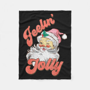 Vintage Christmas Santa Feeling Jolly Funny Xmas W Fleece Blanket