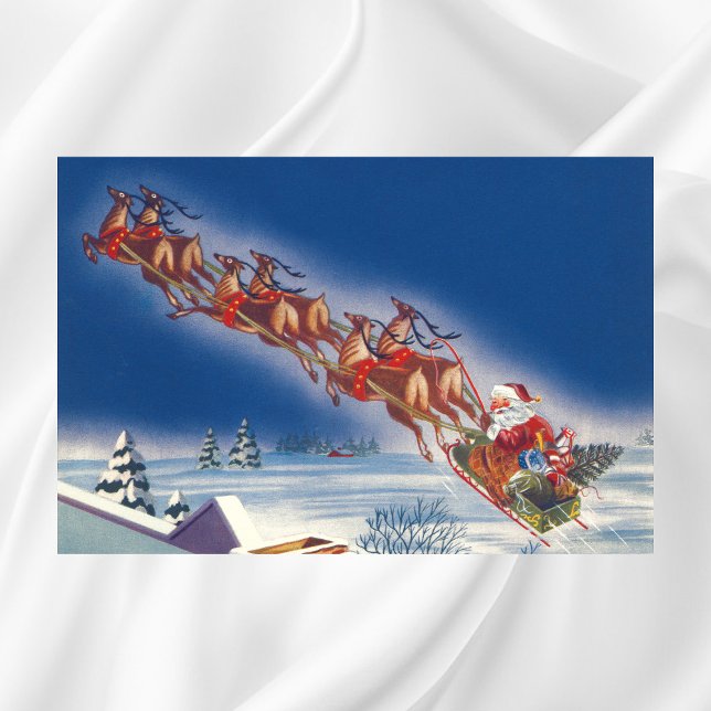 Vintage Christmas, Santa Flying Sleigh w Reindeer Poster (Creator Uploaded)