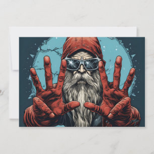 Vintage Christmas Santa Heavy Metal Rock and Roll Holiday Card