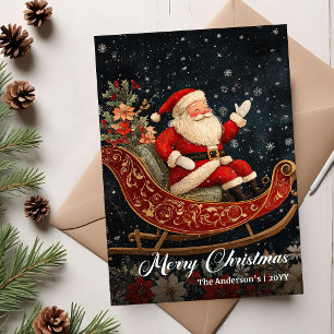 Vintage Christmas Santa Holiday Greeting Card