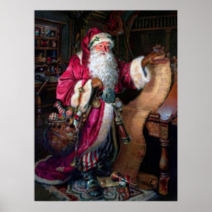 vintage Christmas Santa Holiday Poster