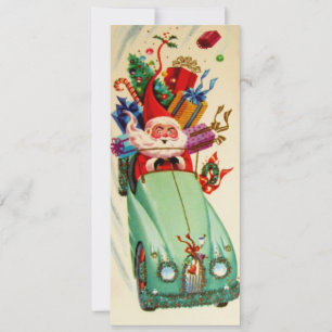 Vintage Christmas Santa In Car Holiday Card
