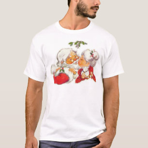 Vintage Christmas Santa Kissing Mrs Claus T-Shirt