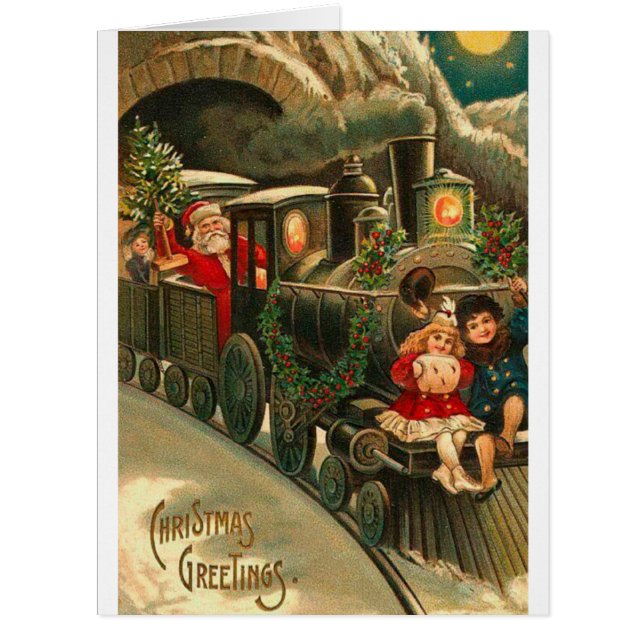 Vintage Christmas Santa On Train (Front)
