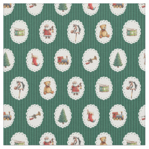 Vintage Christmas Santa retro stripes Fabric