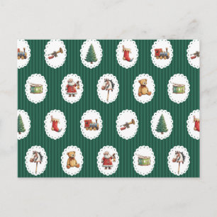 Vintage Christmas Santa retro stripes Postcard
