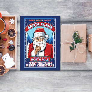 Vintage Christmas Santa Says Merry Christmas