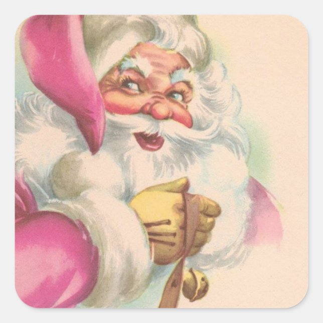 Vintage Christmas Santa Square Sticker (Front)