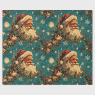 Vintage Christmas: Santa's Festive Night Sky Wrapping Paper