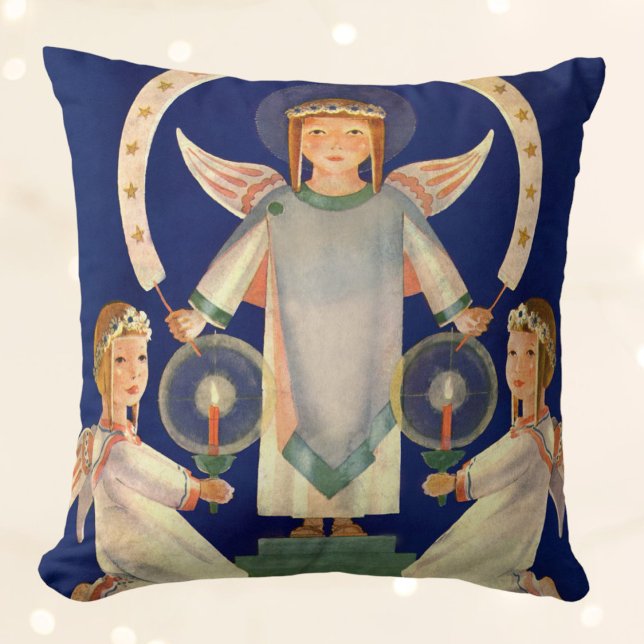 Vintage Christmas, Scandinavian Santa Lucia Angels Cushion (Creator Uploaded)