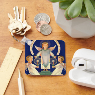 Vintage Christmas, Scandinavian Santa Lucia Angels Key Ring