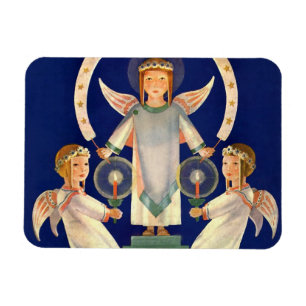 Vintage Christmas, Scandinavian Santa Lucia Angels Magnet