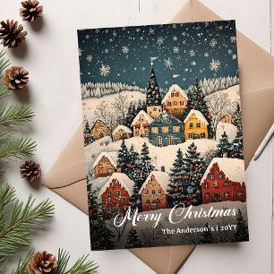 Vintage Christmas Scene Greeting Card Download