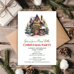 Vintage Christmas scene holiday party invitation