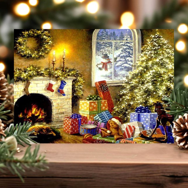 Vintage Christmas Scene Holiday Postcard (Creator Uploaded)