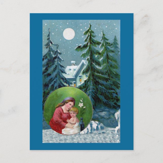 Vintage Christmas Scene Holiday Postcard (Front)