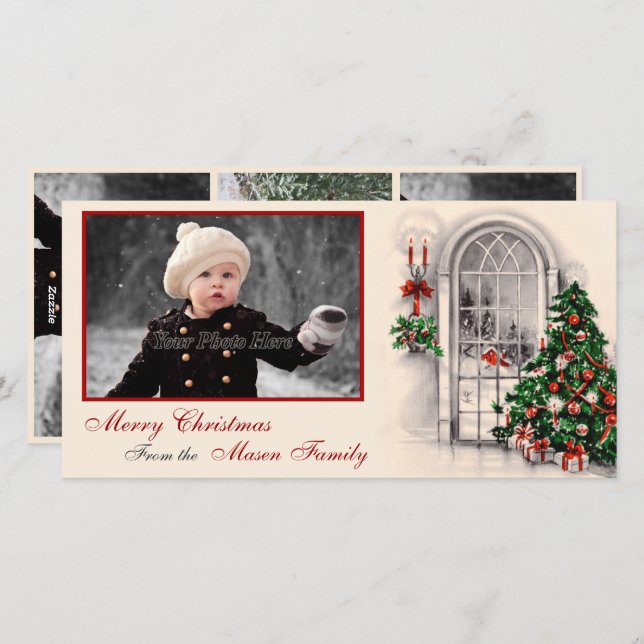 Vintage Christmas Scene Photo Card (Front/Back)