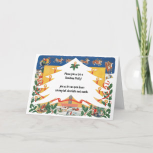 Vintage Christmas Scene with Santa Claus Card