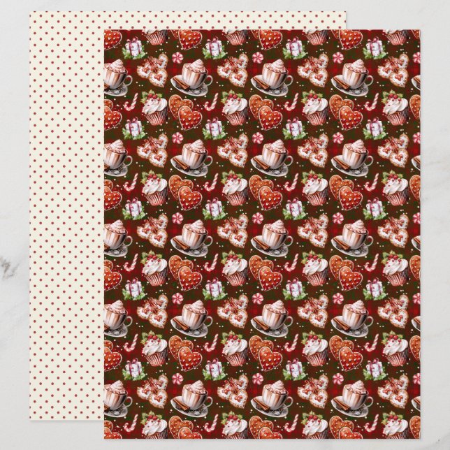Vintage Christmas Scrapbook Paper (Front/Back)