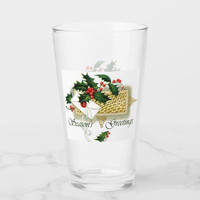 Vintage Christmas Season's Greetings Glass (Front)