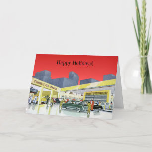 Vintage Christmas, Service Garage Auto Mechanics Holiday Card