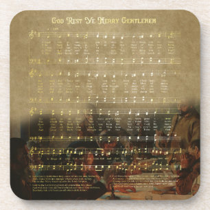 Vintage Christmas Sheet Music Wooden Keepsake Box Coaster