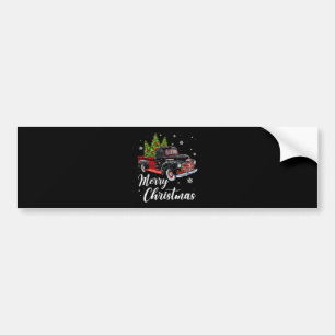 Vintage Christmas Shirt Tree on Car red Truck Bumper Sticker
