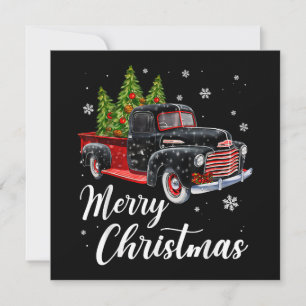 Vintage Christmas Shirt Tree on Car red Truck Thank You Card