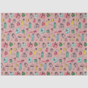 Vintage Christmas Shopping Cute Hand-Drawn Gifts Tissue Paper